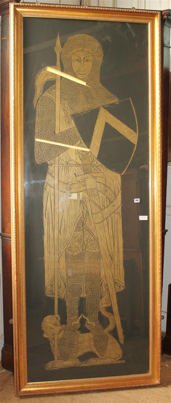 Large picture crusader - brass rubbing
